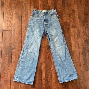 Denim Forum Aritzia The Farrah High Rise Wide Leg Jeans 26